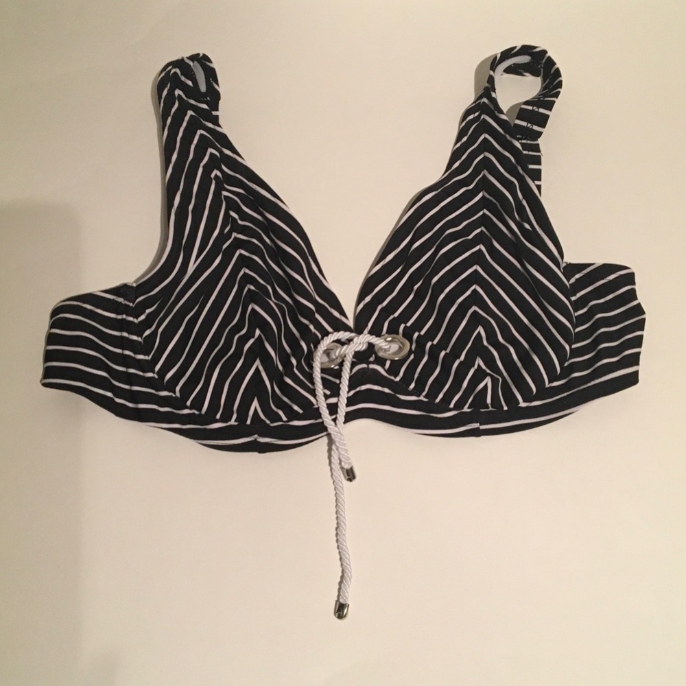 Nautical Striped Bikini Top with Rope Accent